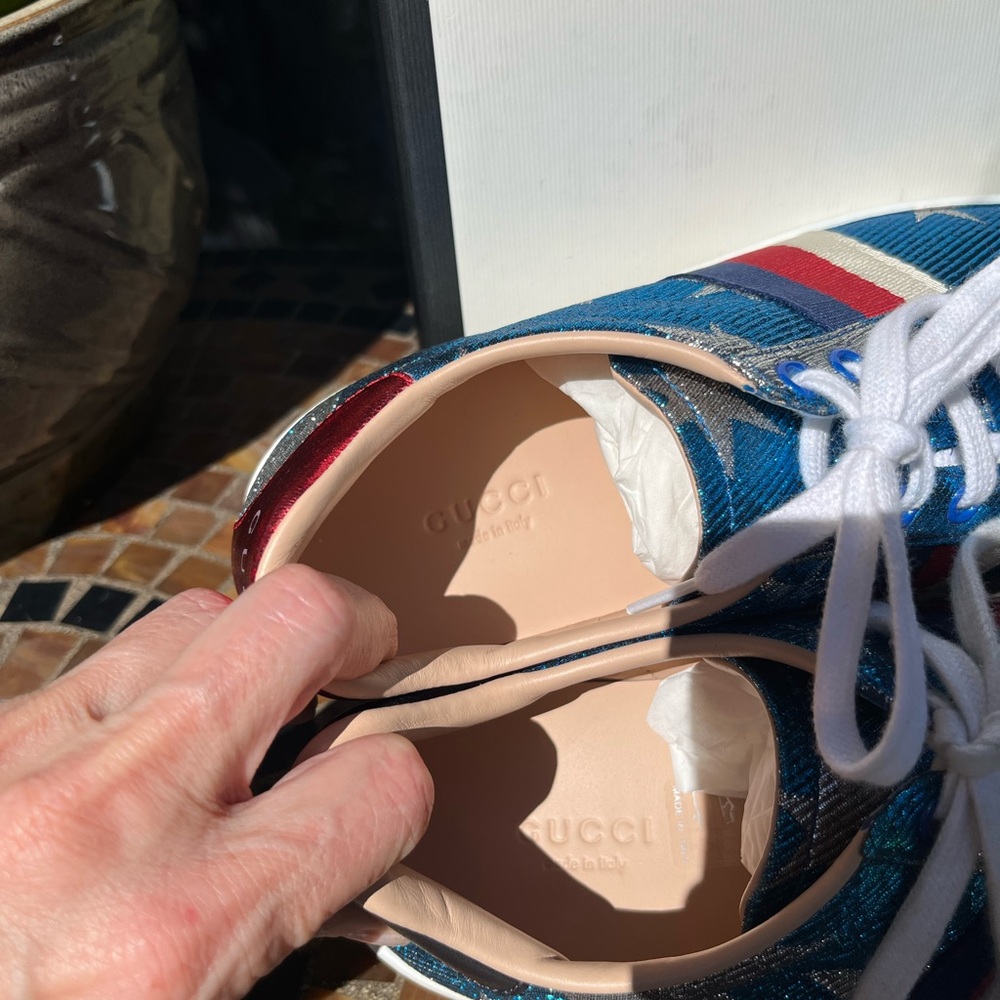 Gucci Ace Lurex Starry Sky Patriotic sneakers 7.5 / 37.5 - excellent - Picture 8 of 11